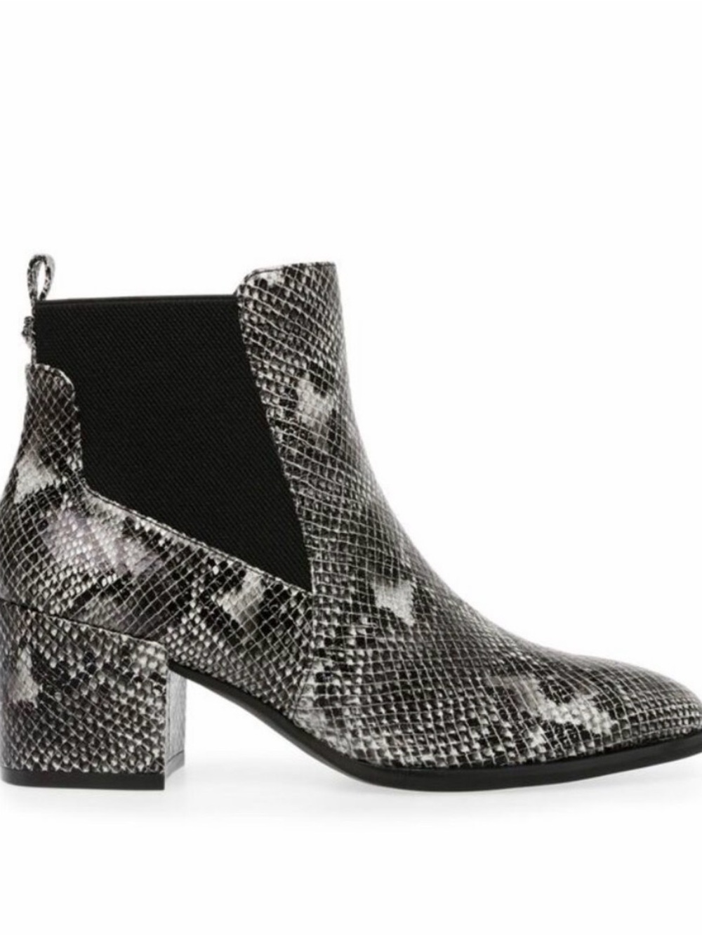 Anne Klein Black & White Snake-Print Chelsea Boot NEW